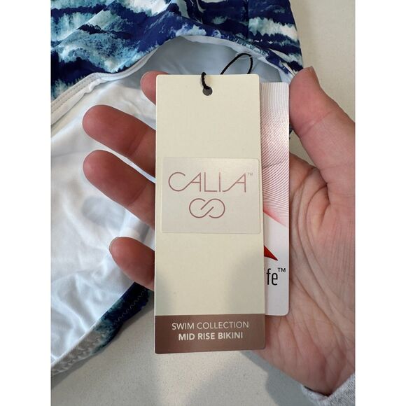 NWT Calia Wide Band Swim Bikini Bottom Watercolor Stripe Blue Size 2X - Picture 8 of 8